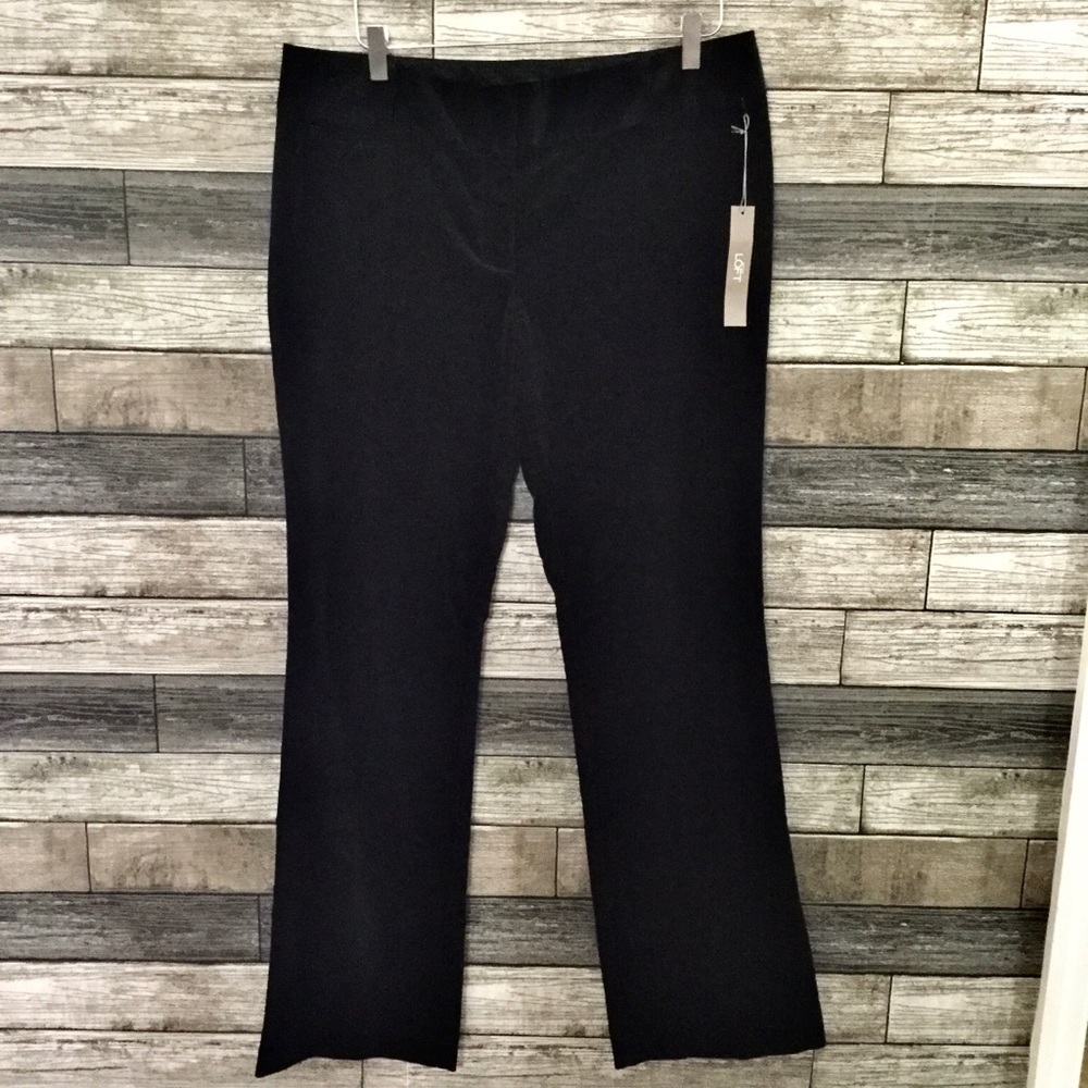 NWT Loft “Marisa” bootcut black velvet slacks 12